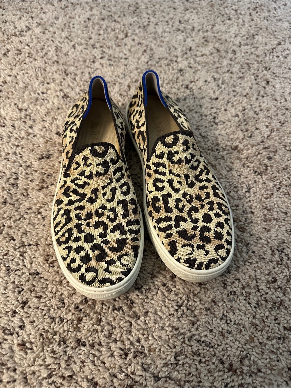 Rothy's Leopard Print Slip-On Flats in Cream and Brown